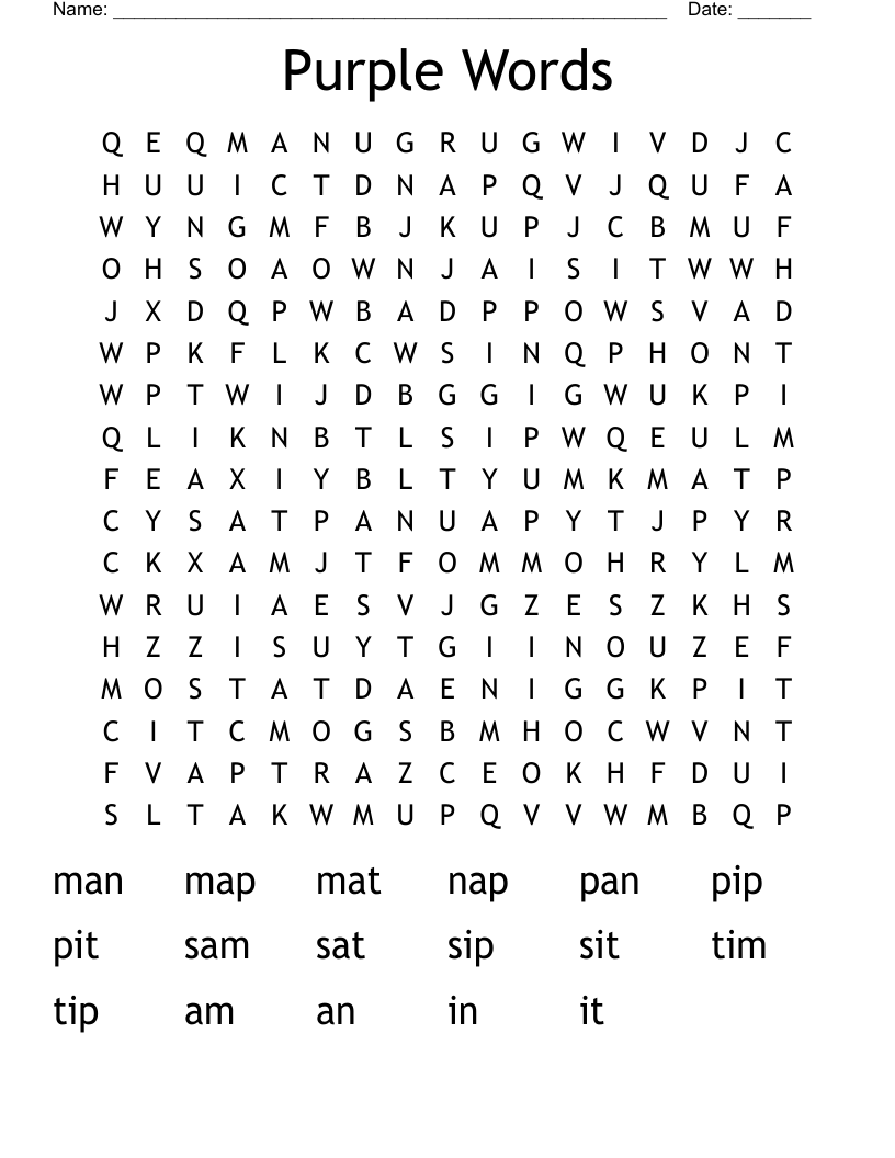 Purple Words Word Search