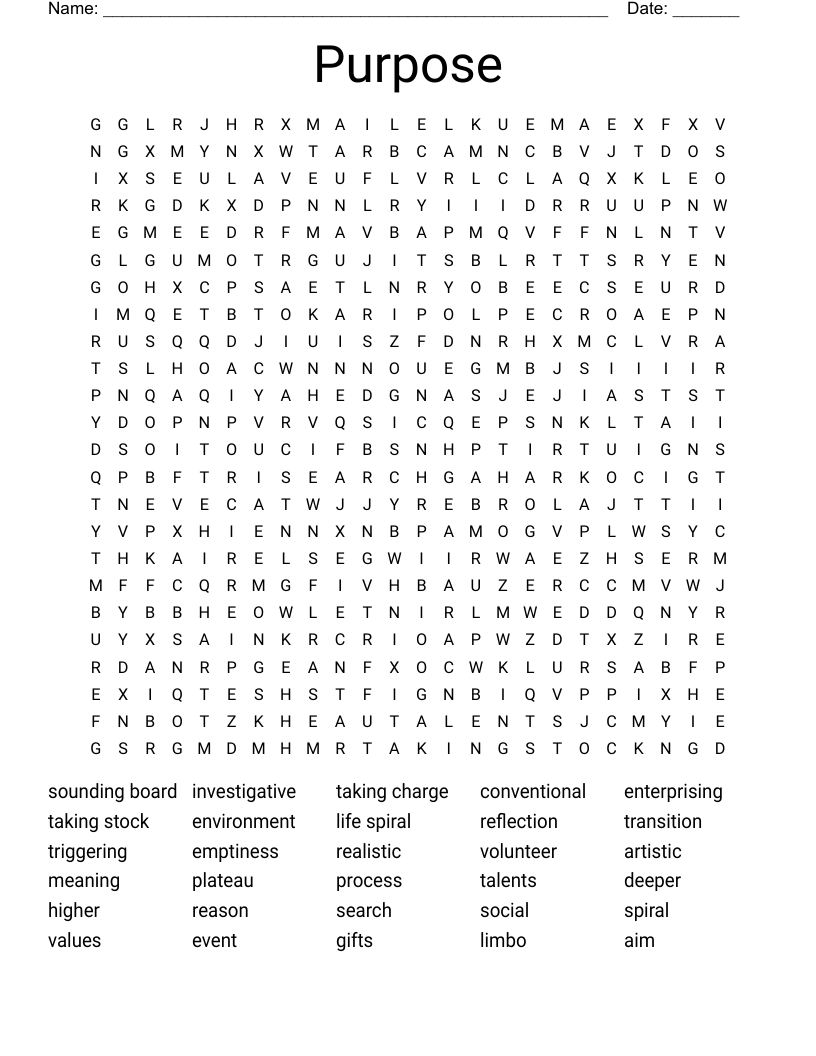 Purpose Word Search