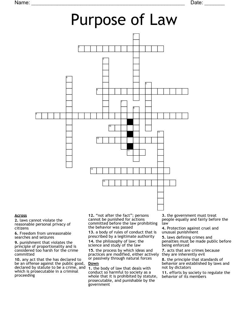 Purpose of Law Crossword