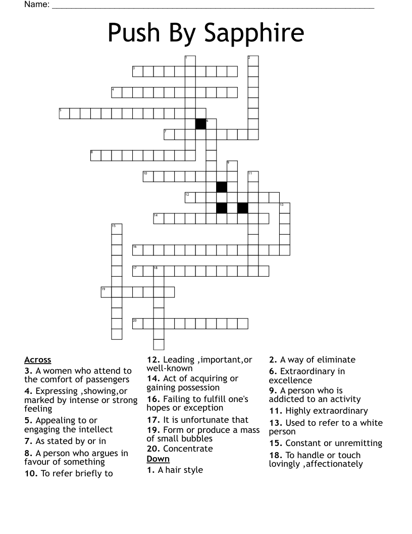 Push By Sapphire  Crossword