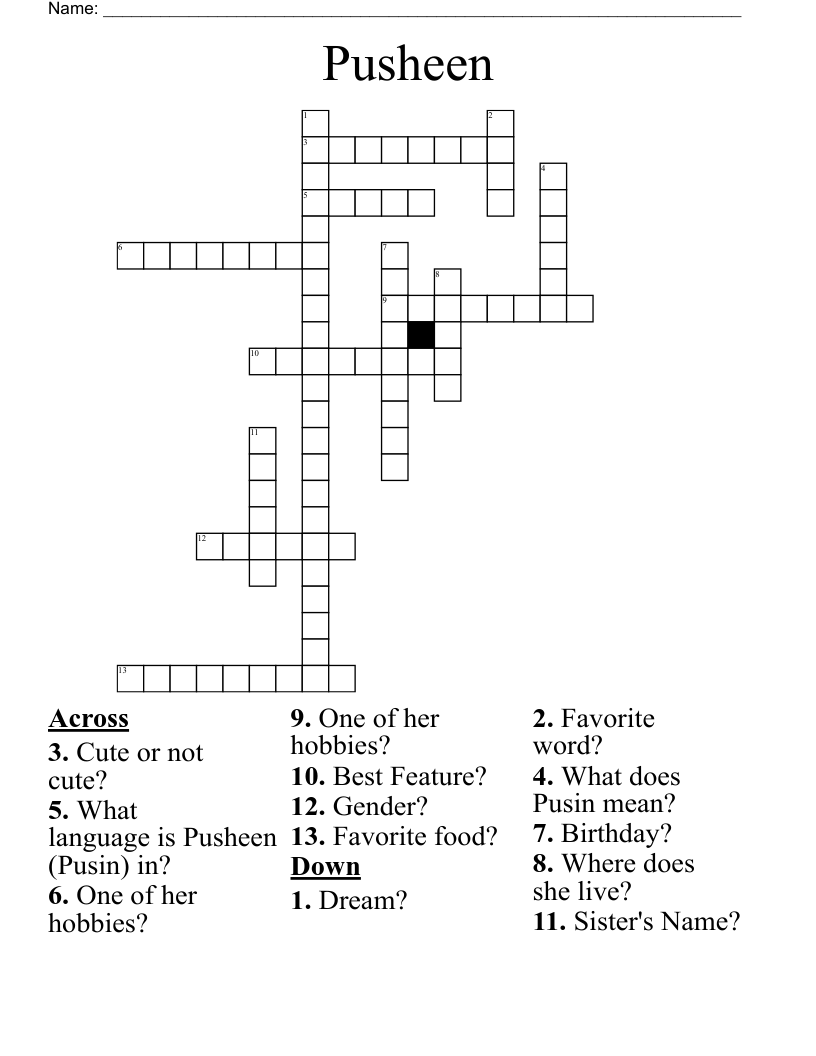 Pusheen Crossword