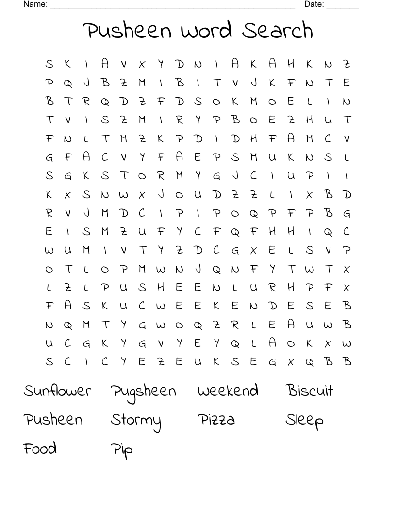 Pusheen Word Search