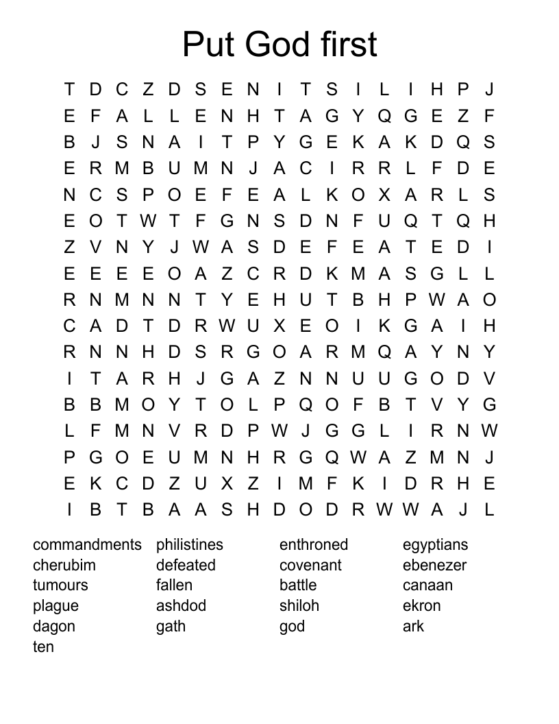 Put God first Word Search
