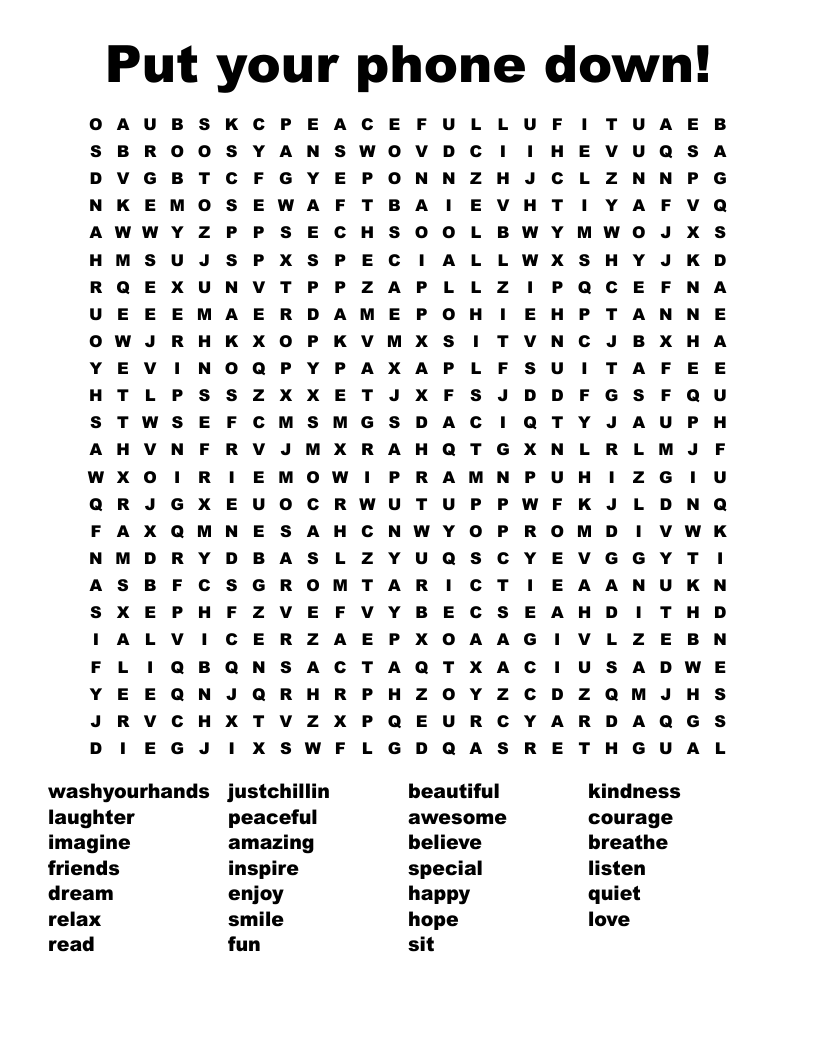 Put your phone down! Word Search