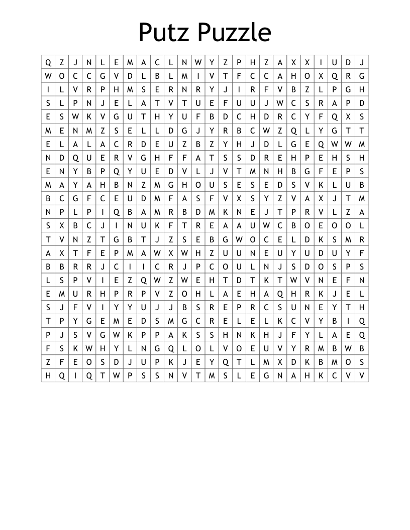 Putz Puzzle Word Search