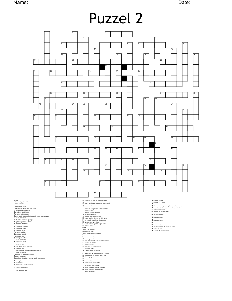 Puzzel 2 Crossword