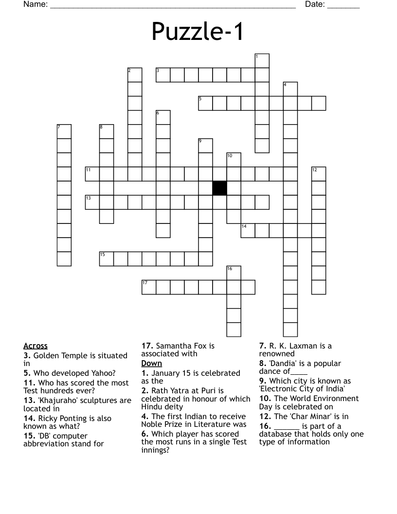Puzzle-1 Crossword
