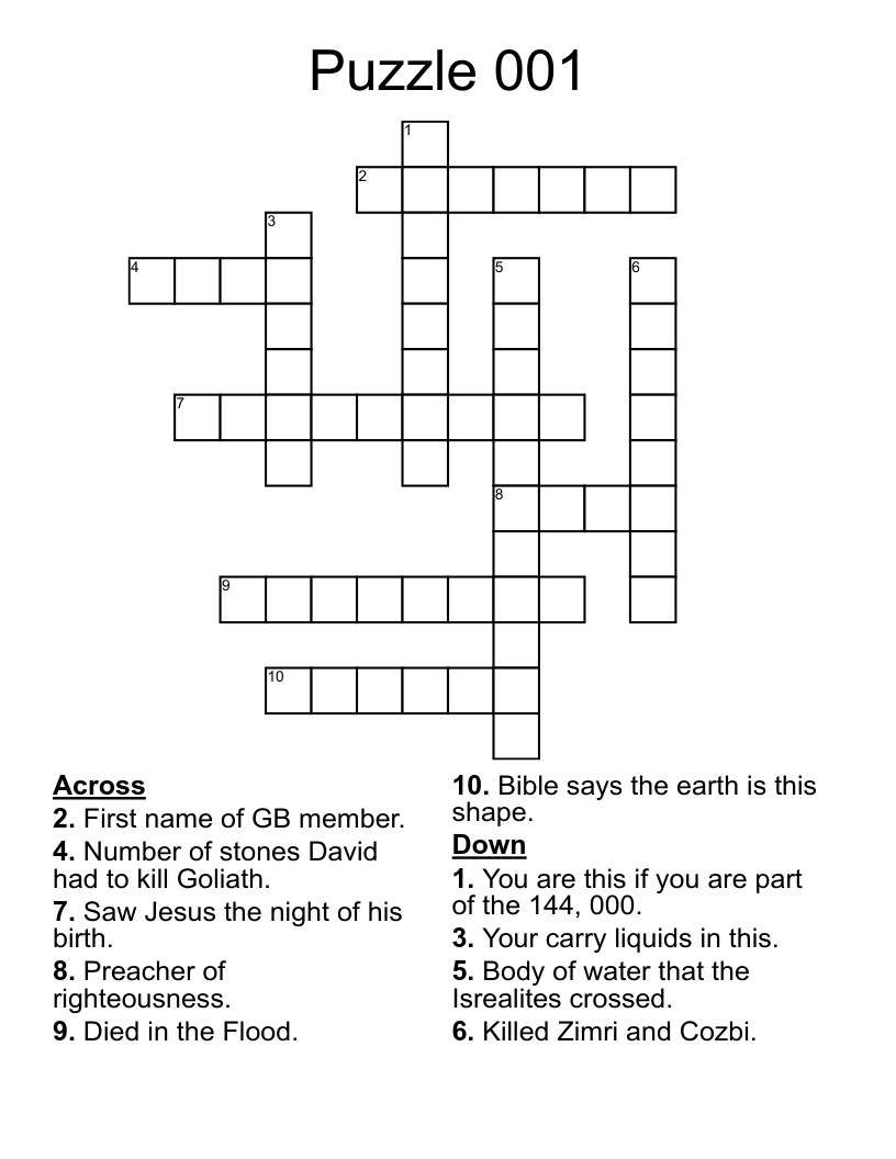 Puzzle 001 Crossword