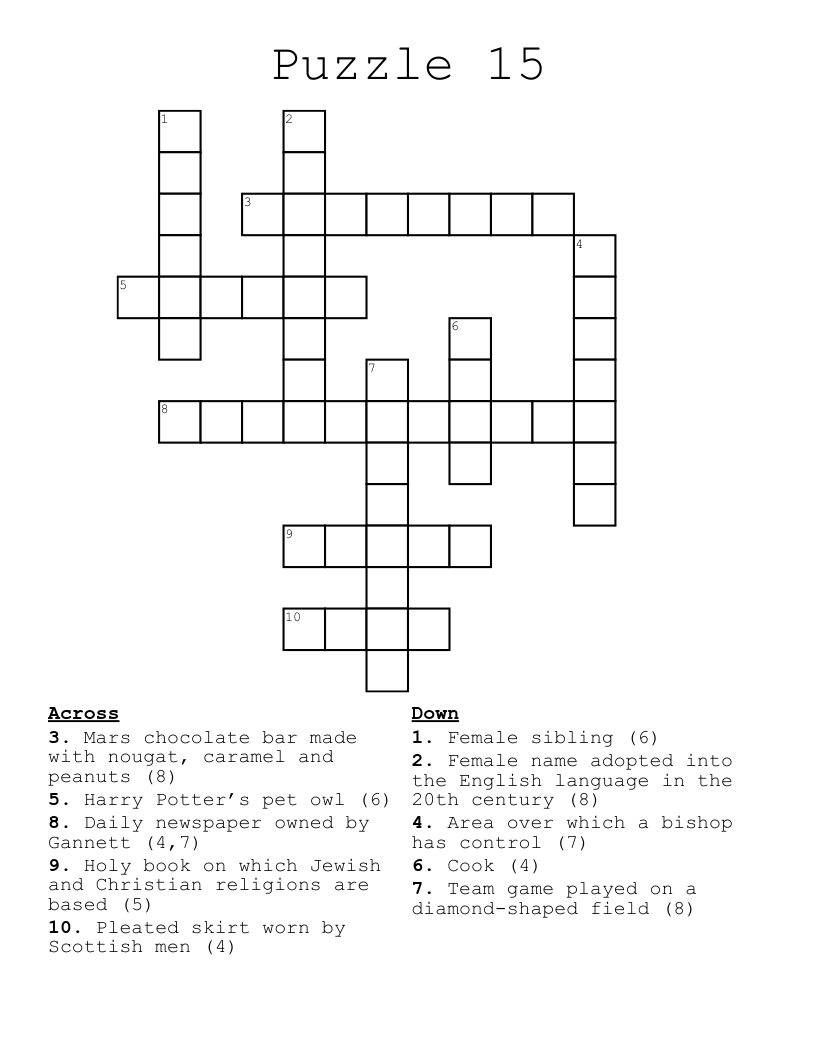 Puzzle 15 Crossword