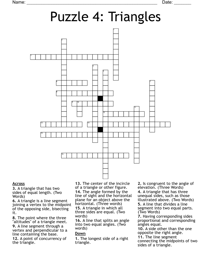 Puzzle 4: Triangles Crossword