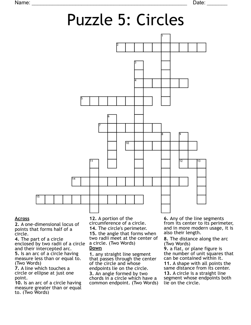 Puzzle 5: Circles Crossword