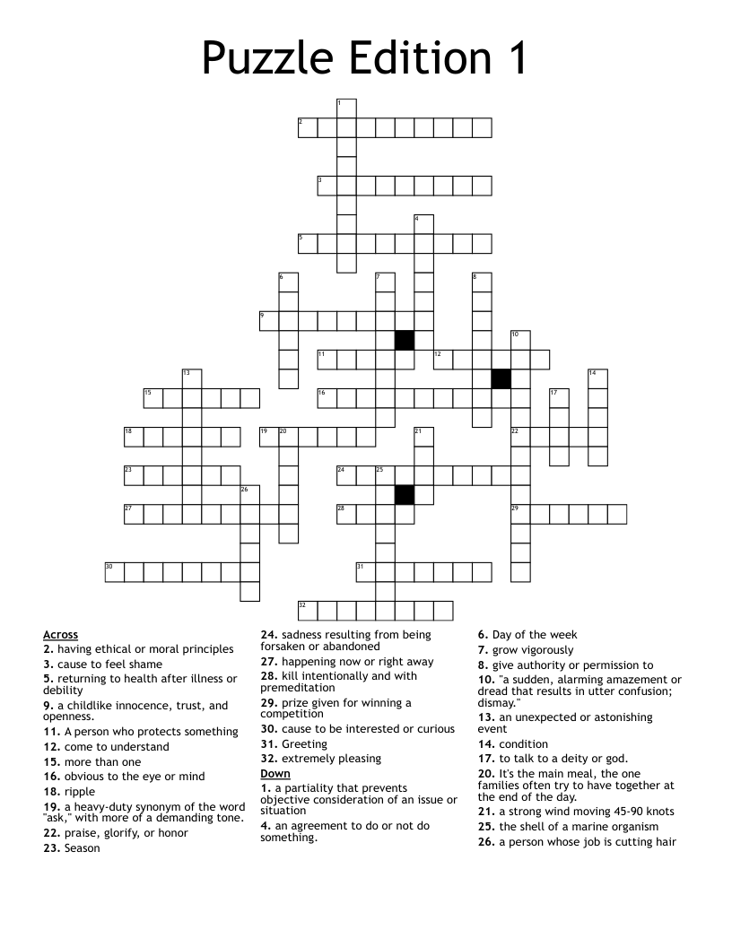 Puzzle Edition 1 Crossword