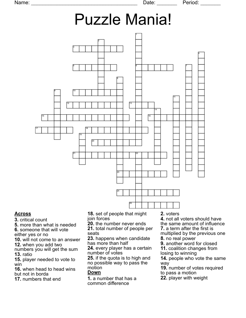Puzzle Mania! Crossword