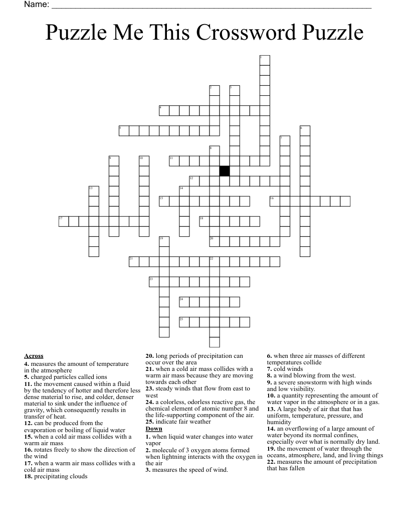 Puzzle Me This Crossword Puzzle 