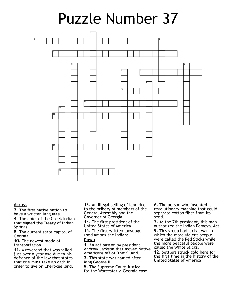 Puzzle Number 37 Crossword