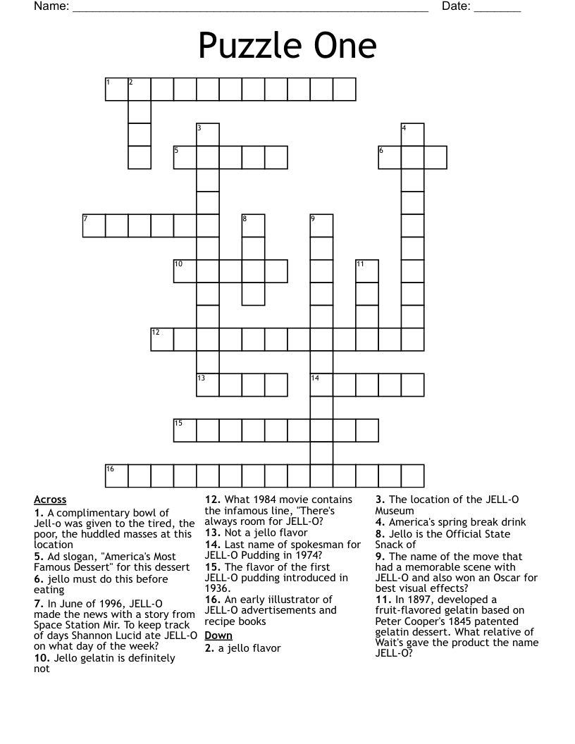 Puzzle One Crossword