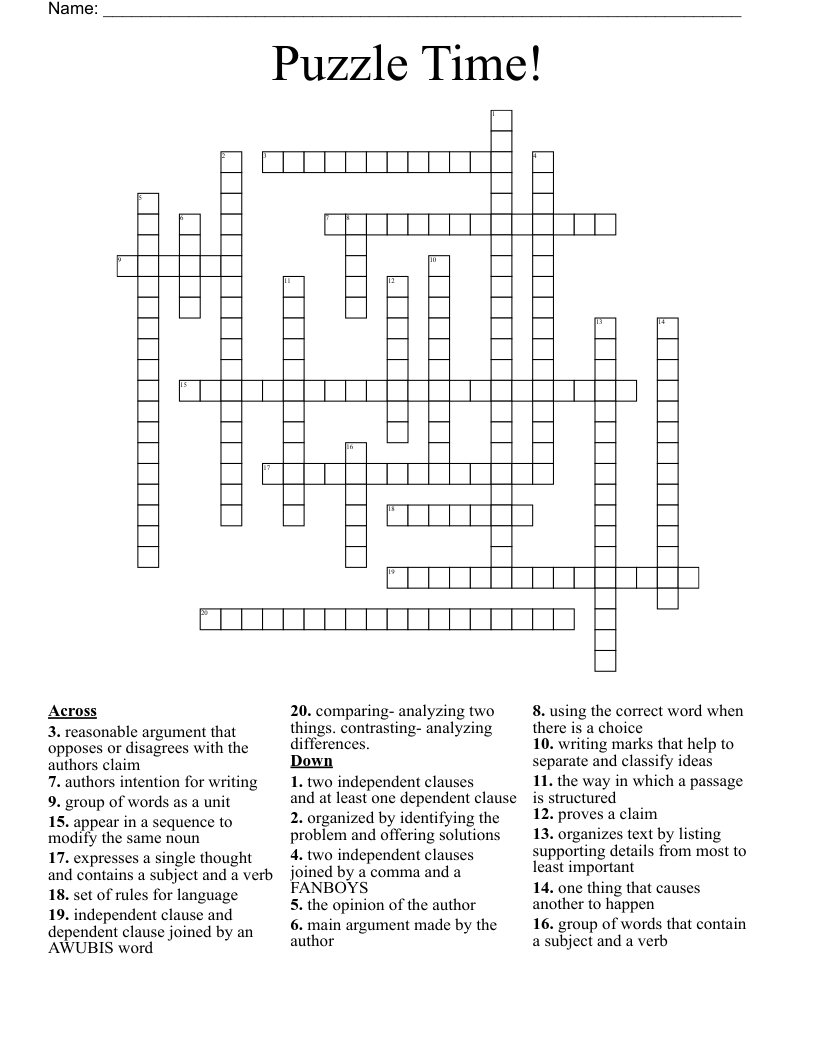 Puzzle Time! Crossword