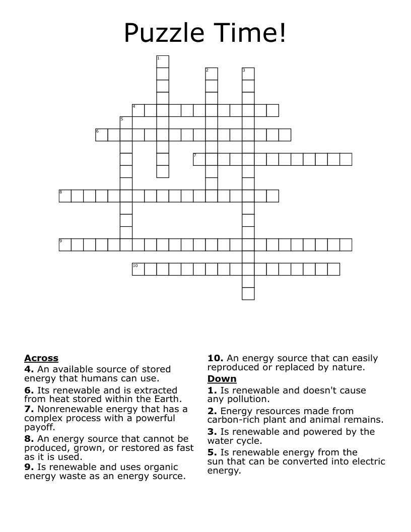 Puzzle Time! Crossword