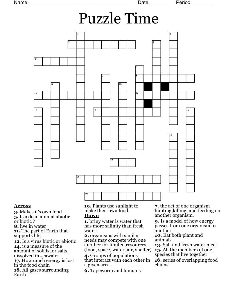 Puzzle Time  Crossword