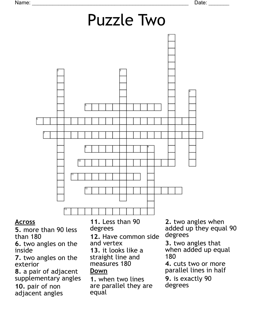 Puzzle Two Crossword