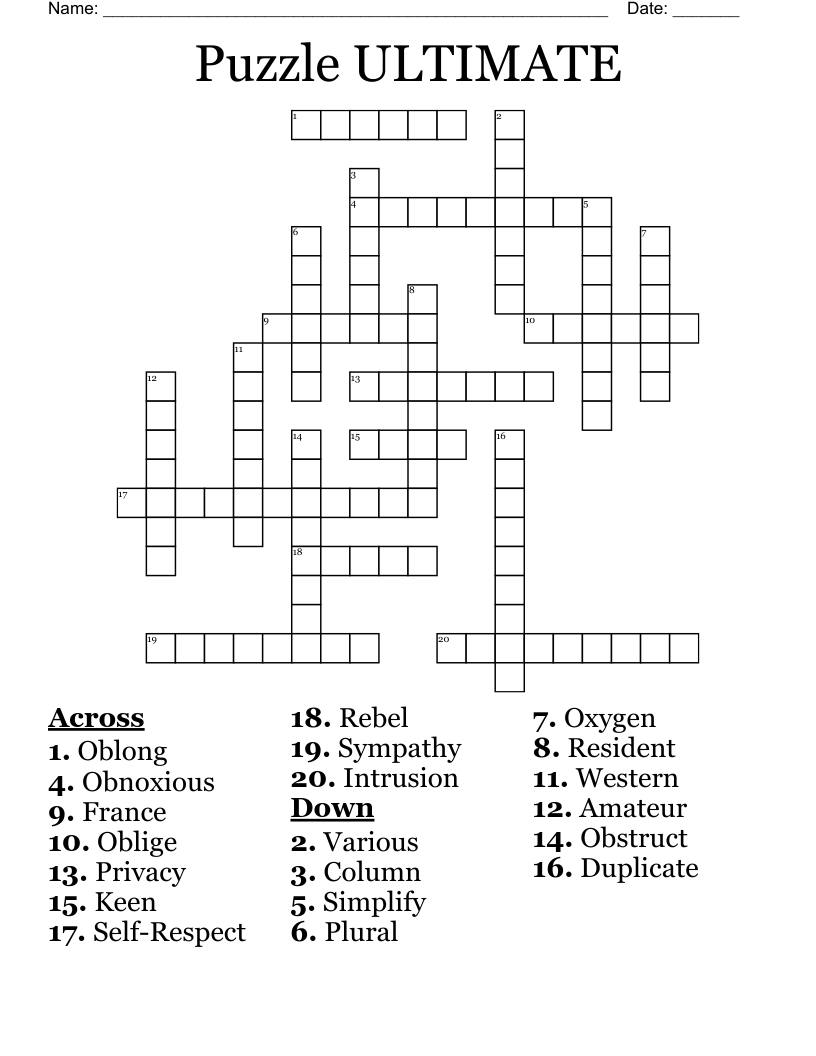Puzzle ULTIMATE  Crossword