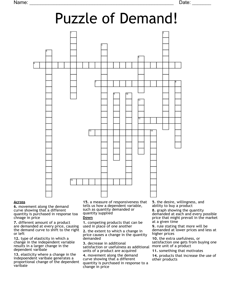 Puzzle of Demand! Crossword