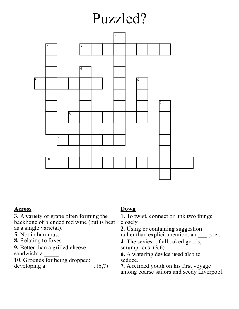Puzzled? Crossword
