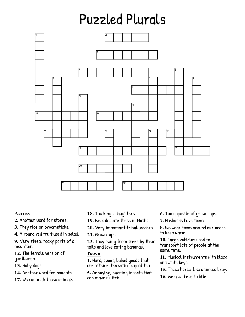 Puzzled Plurals Crossword