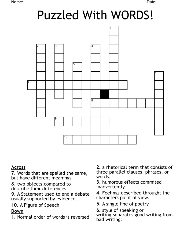 Puzzled With WORDS! Crossword