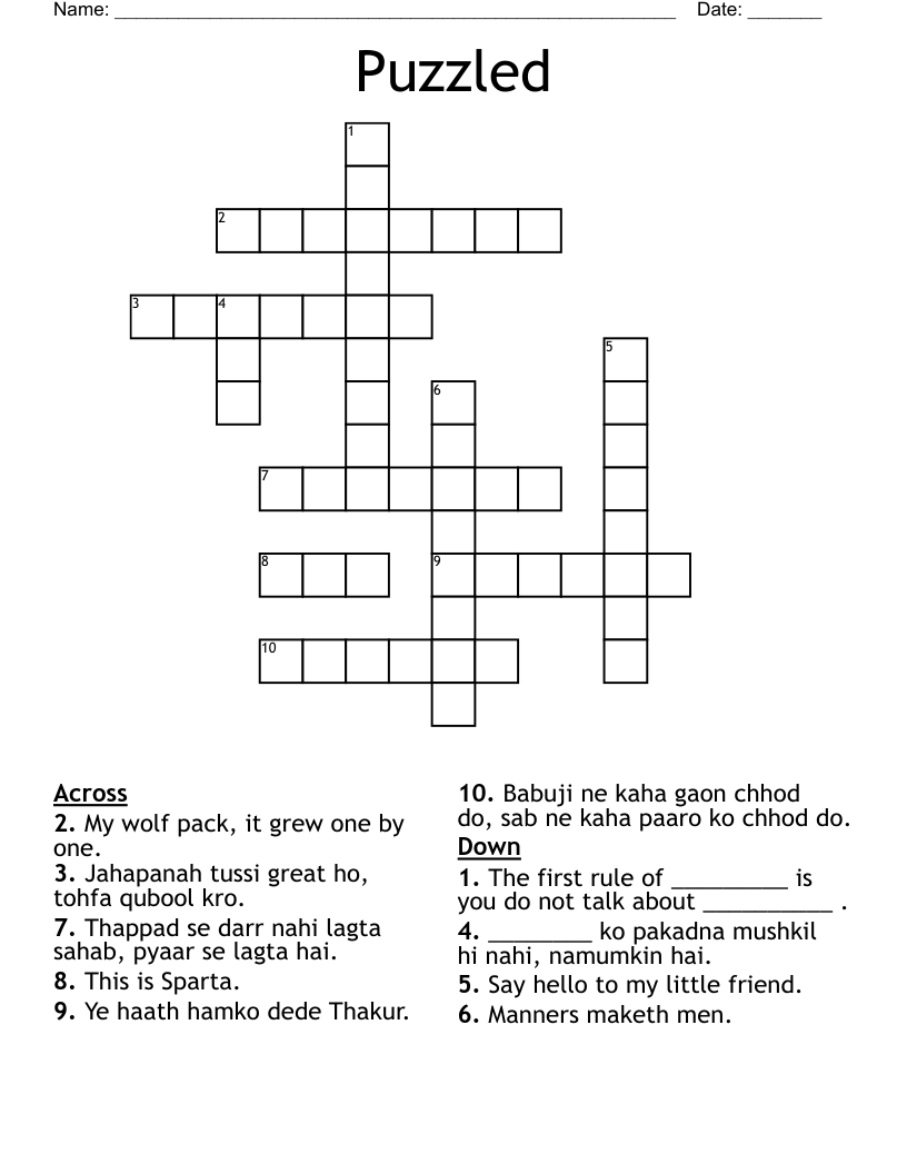 Puzzled  Crossword