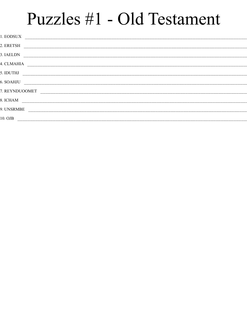 Puzzles #1 - Old Testament  Word Scramble
