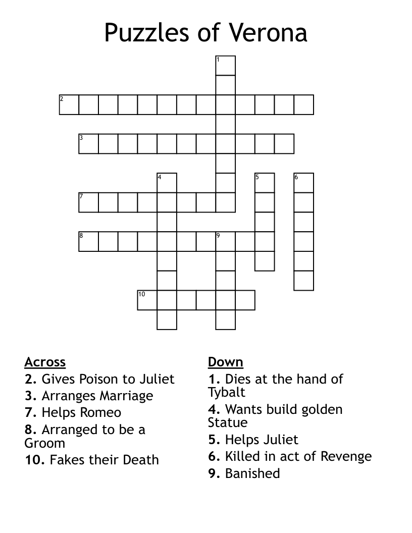 Puzzles of Verona Crossword