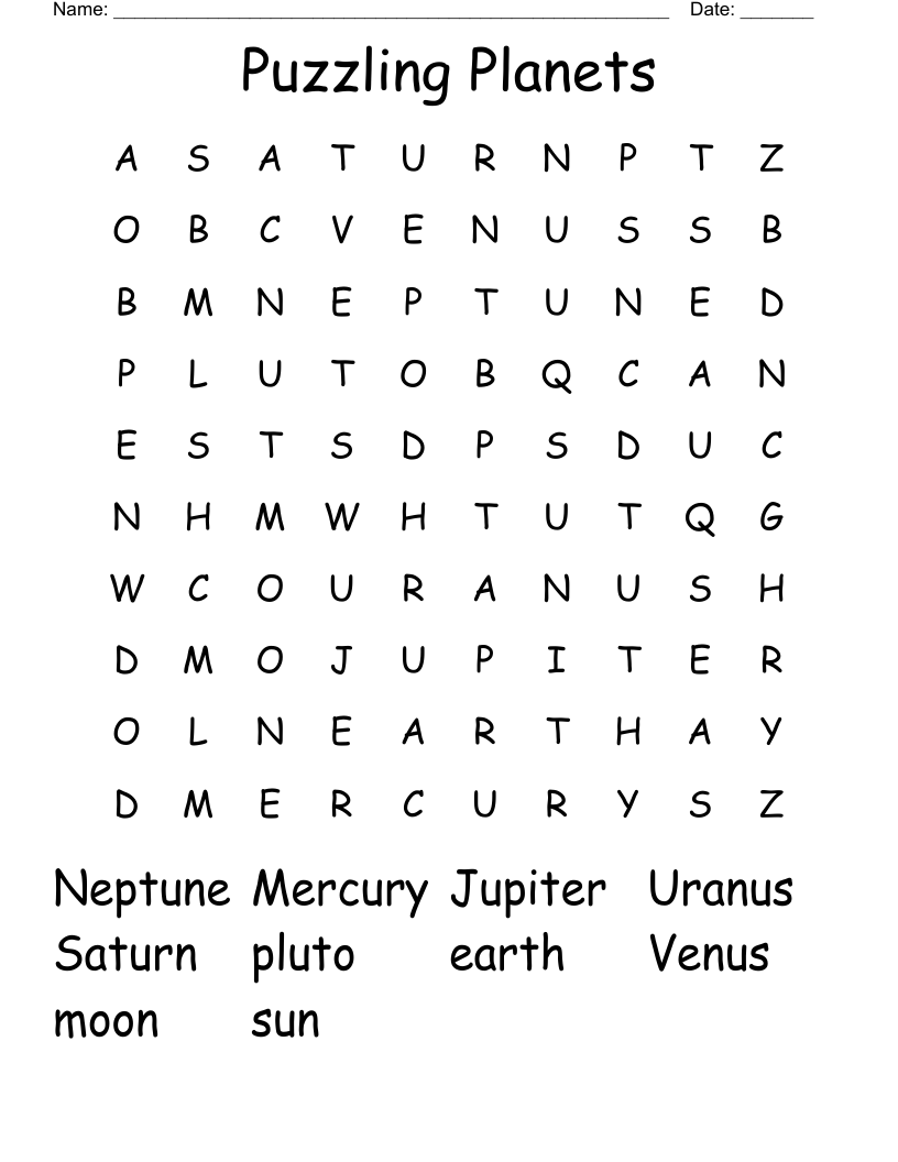 Puzzling Planets Word Search