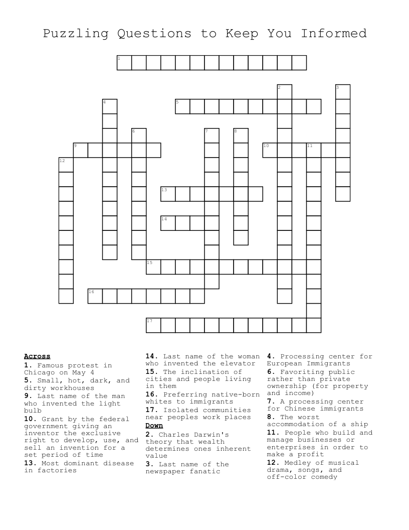 Puzzling Questions to Keep You Informed Crossword