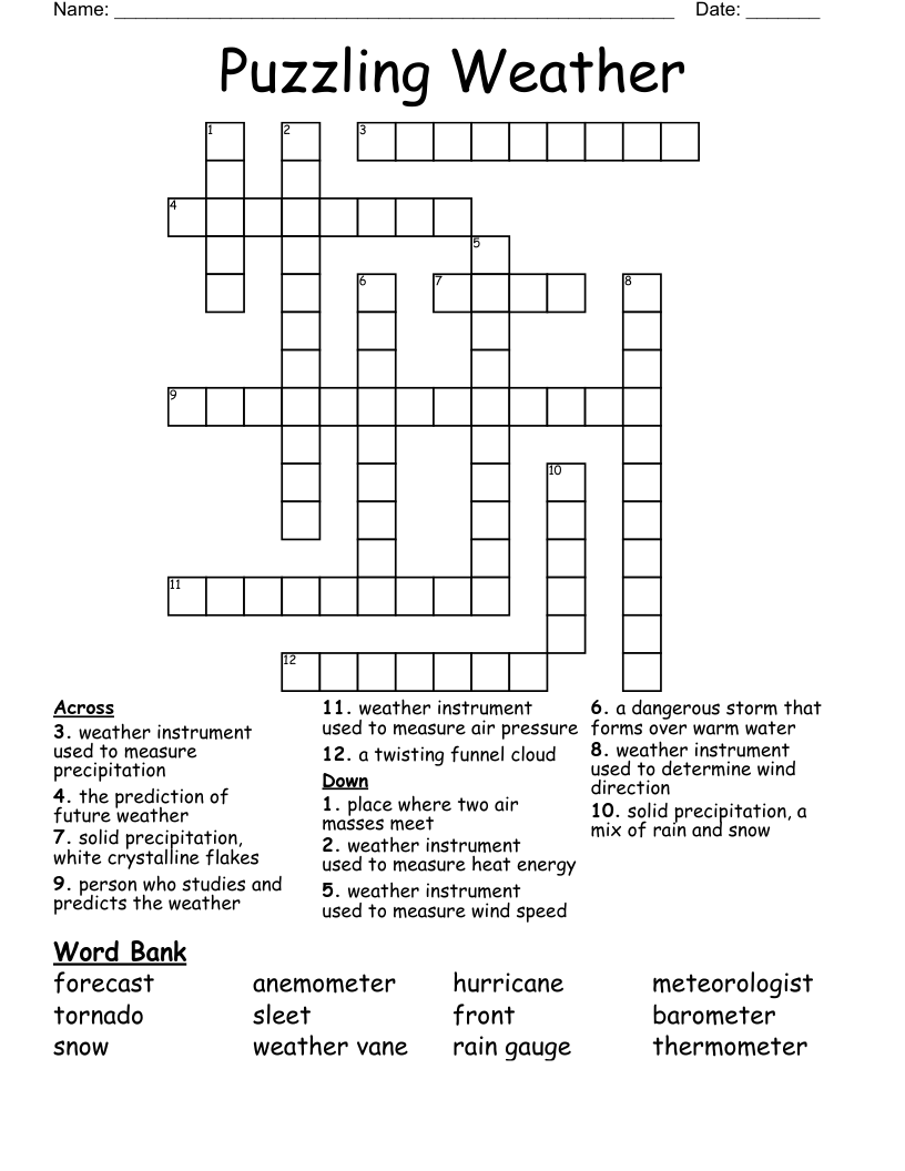 Puzzling Weather Crossword