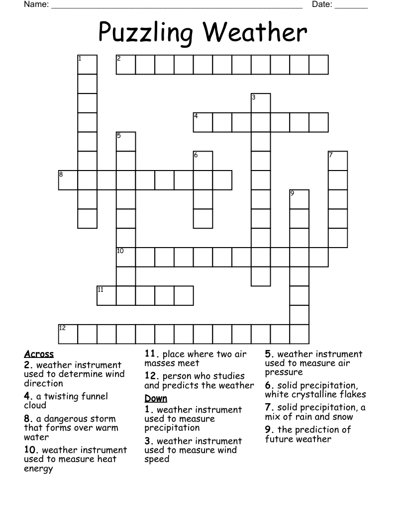 Puzzling Weather Crossword