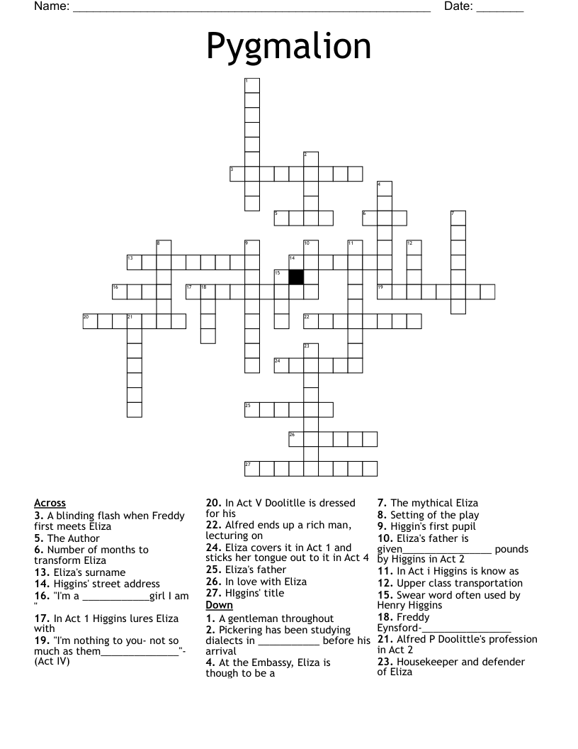 Pygmalion Crossword