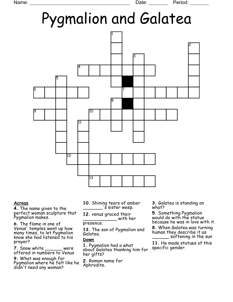 Pygmalion and Galatea  Crossword