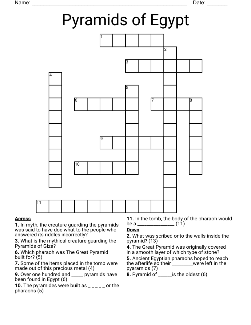 Pyramids of Egypt Crossword