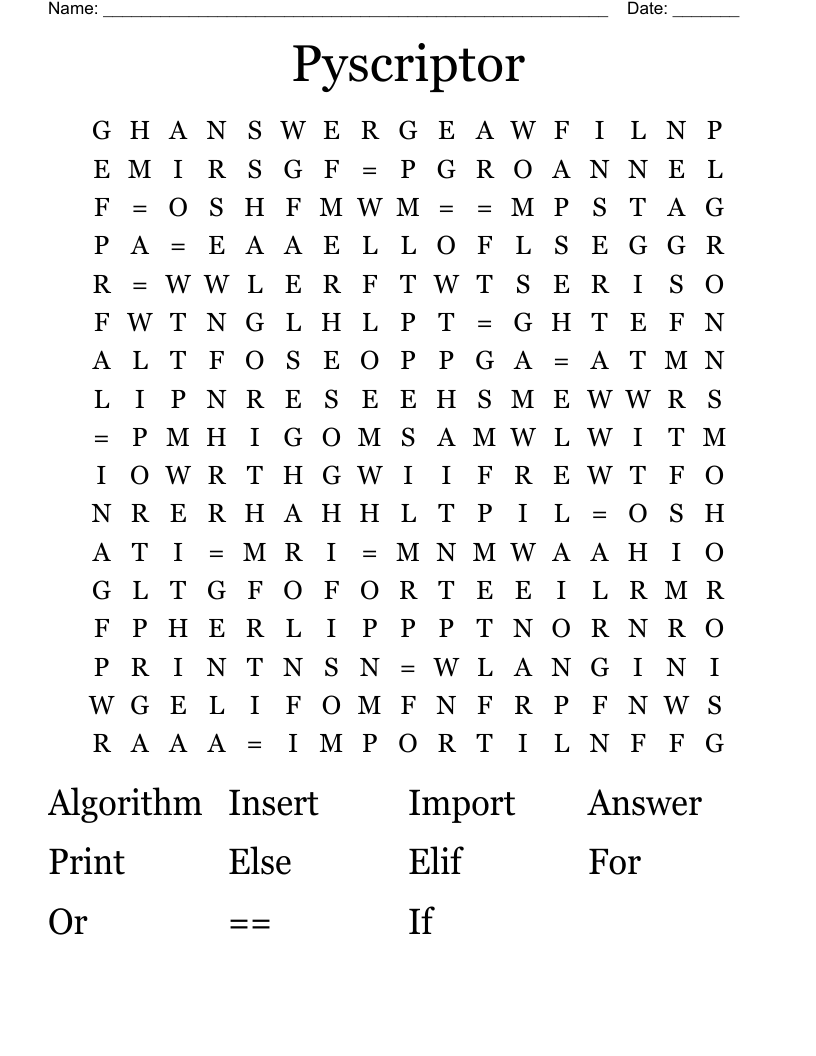 Pyscriptor Word Search