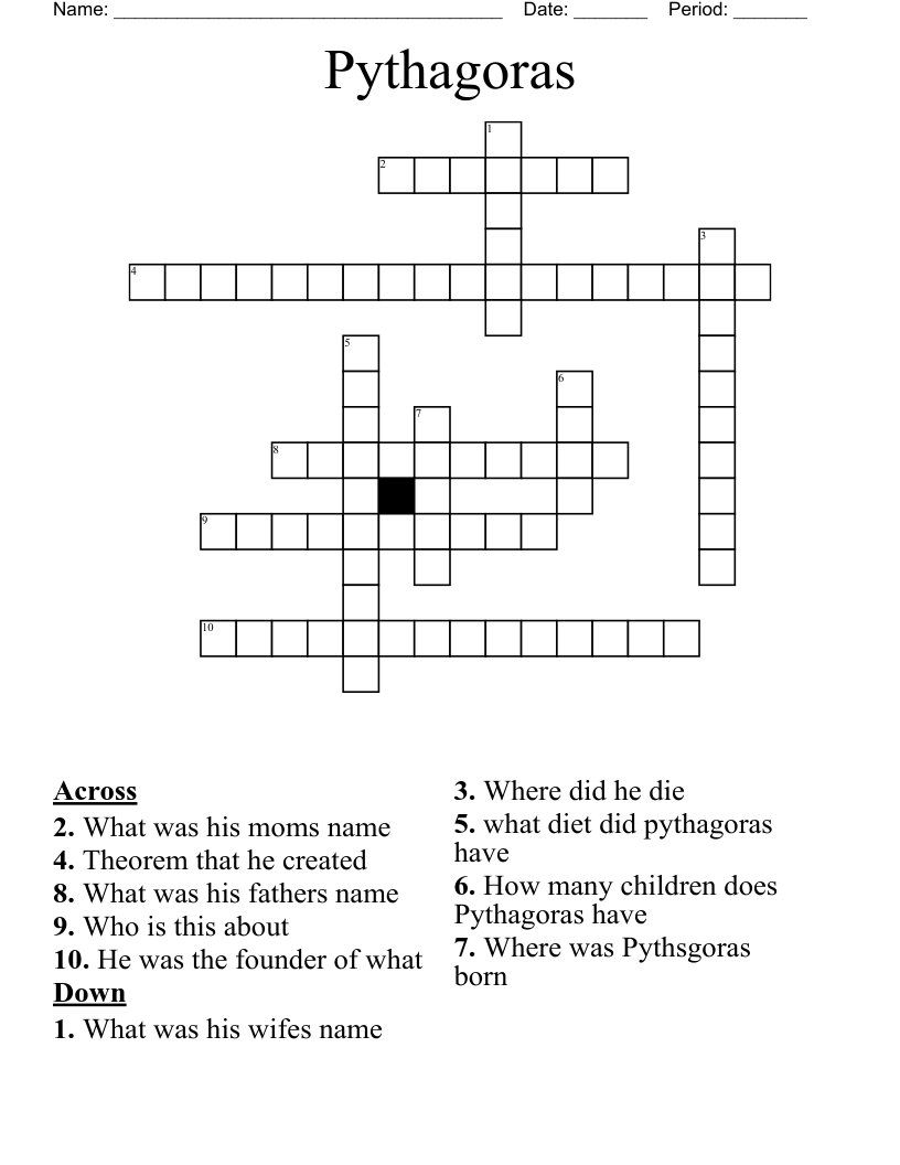 Pythagoras Crossword