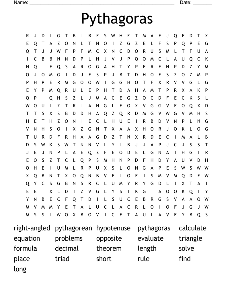 Pythagoras Word Search