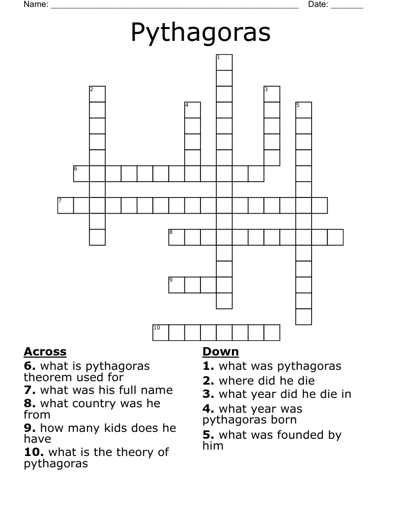 Pythagoras Crossword