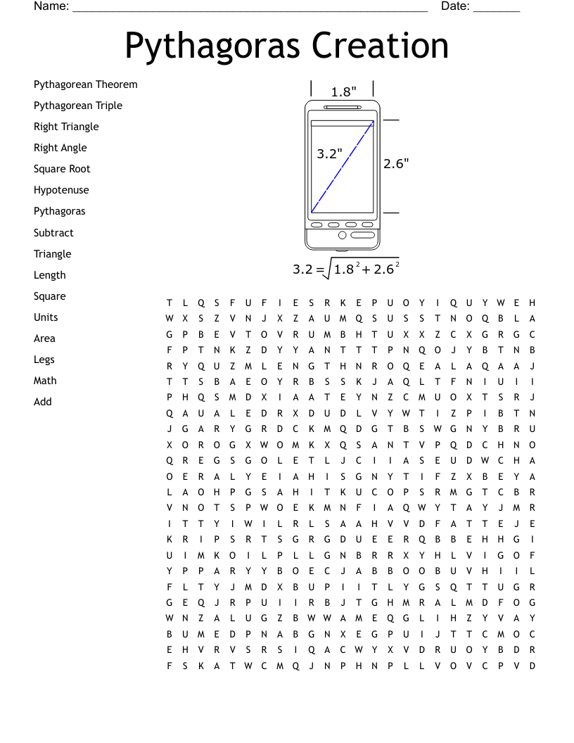 Pythagoras Creation Word Search