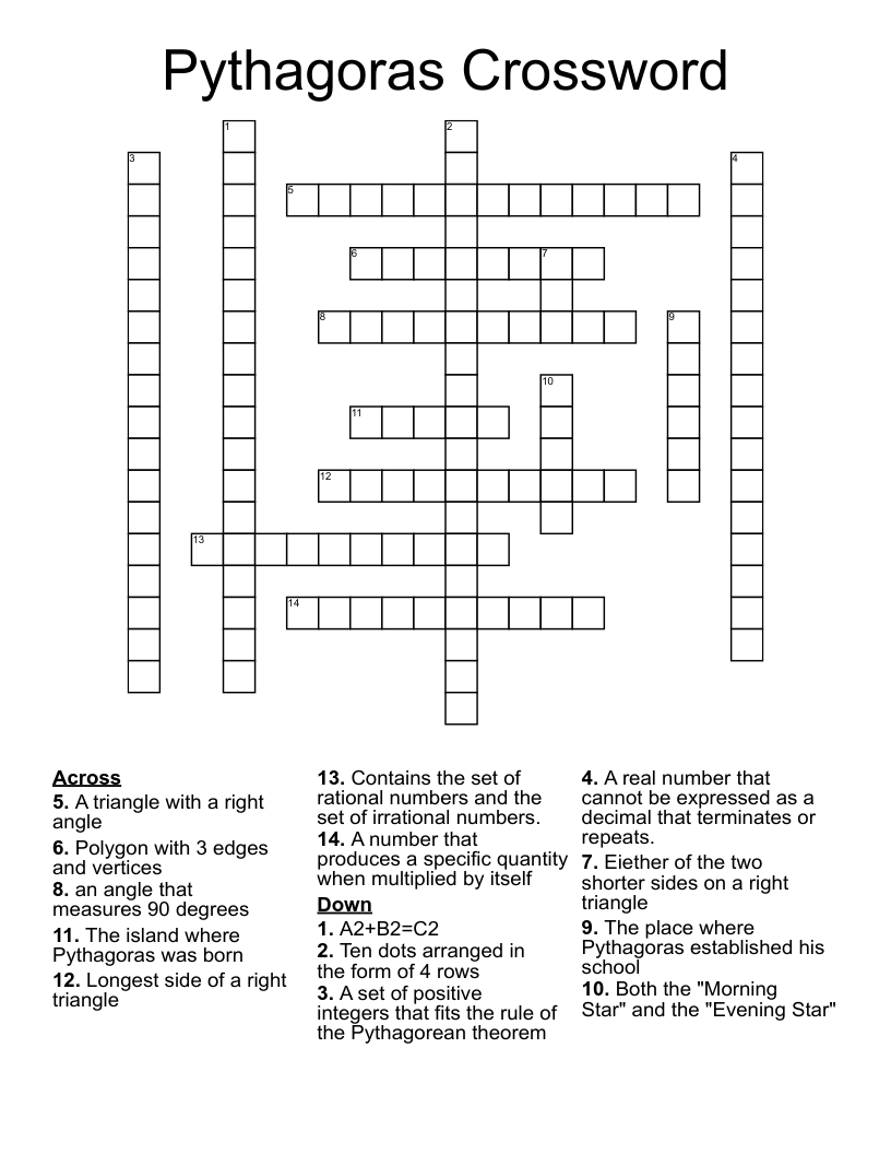 Pythagoras Crossword