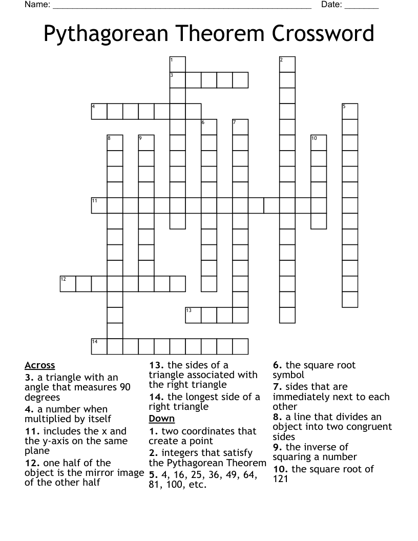 Pythagorean Theorem Crossword