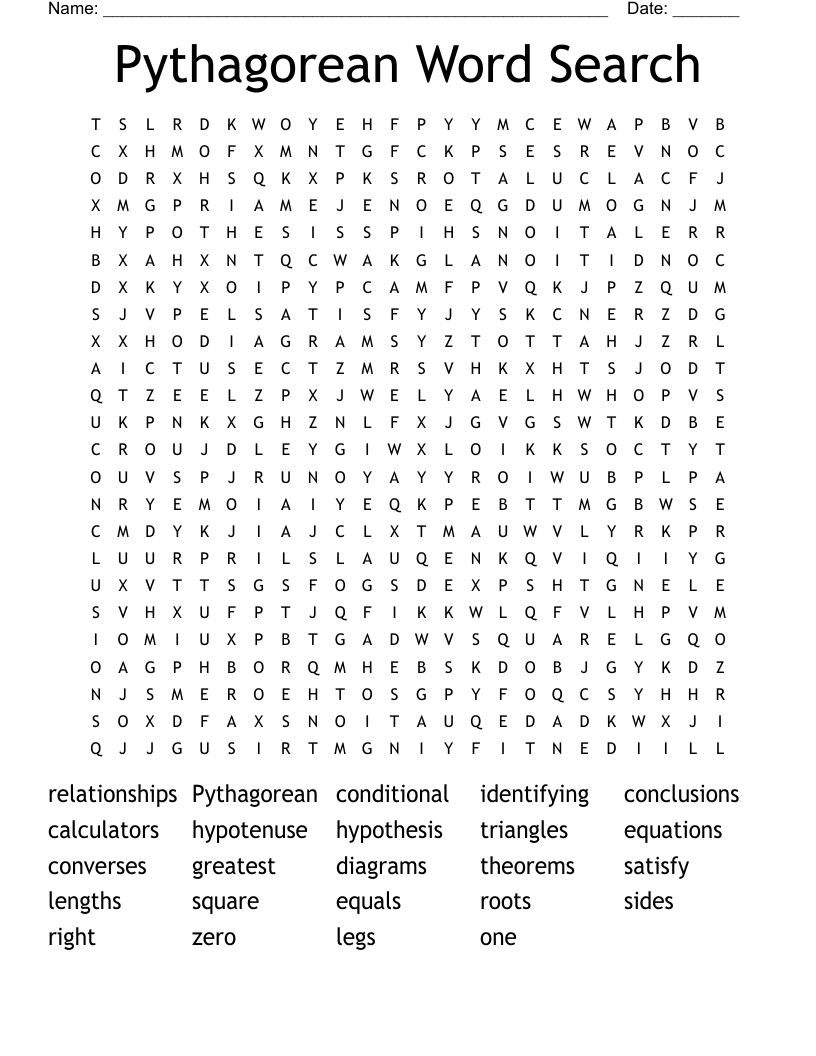 Pythagorean Word Search