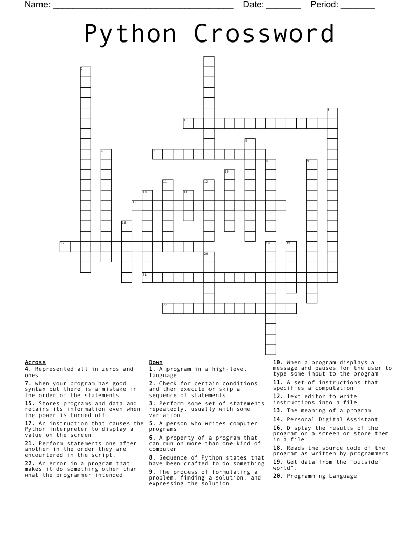 Python Crossword
