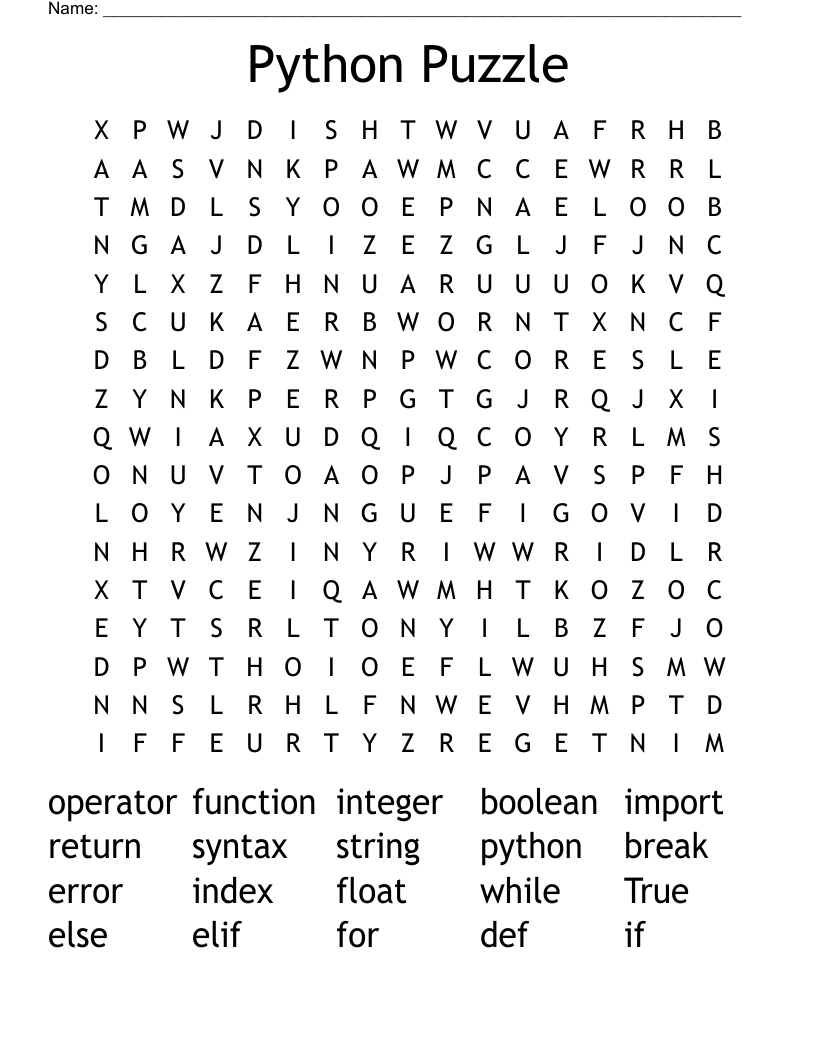 Python Puzzle Word Search