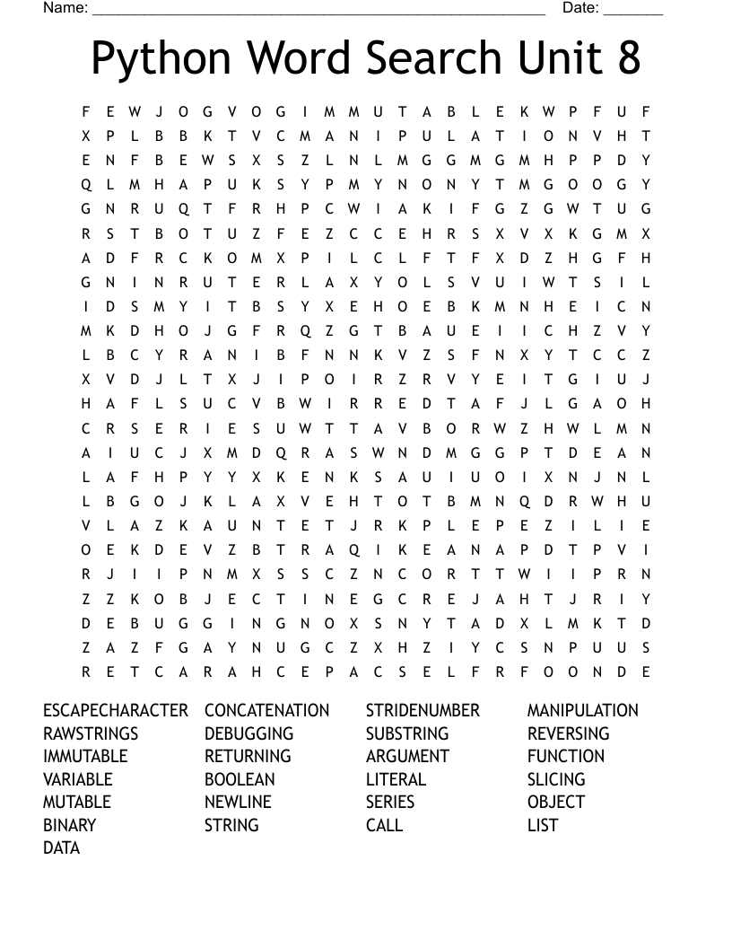 Python Word Search Unit 8
